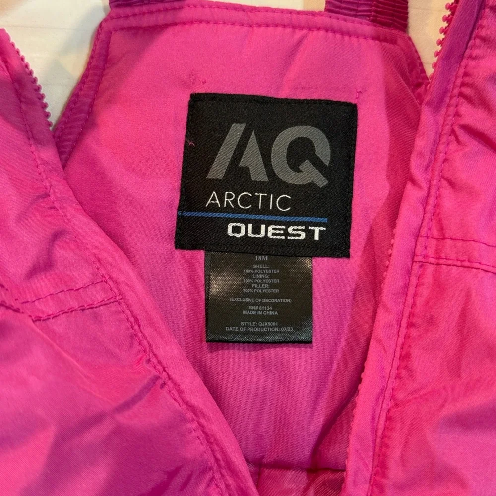 Girls 18M Pink Leopard Heart 2 Pc Snow Suit Hooded Winter Snowsuit NWT